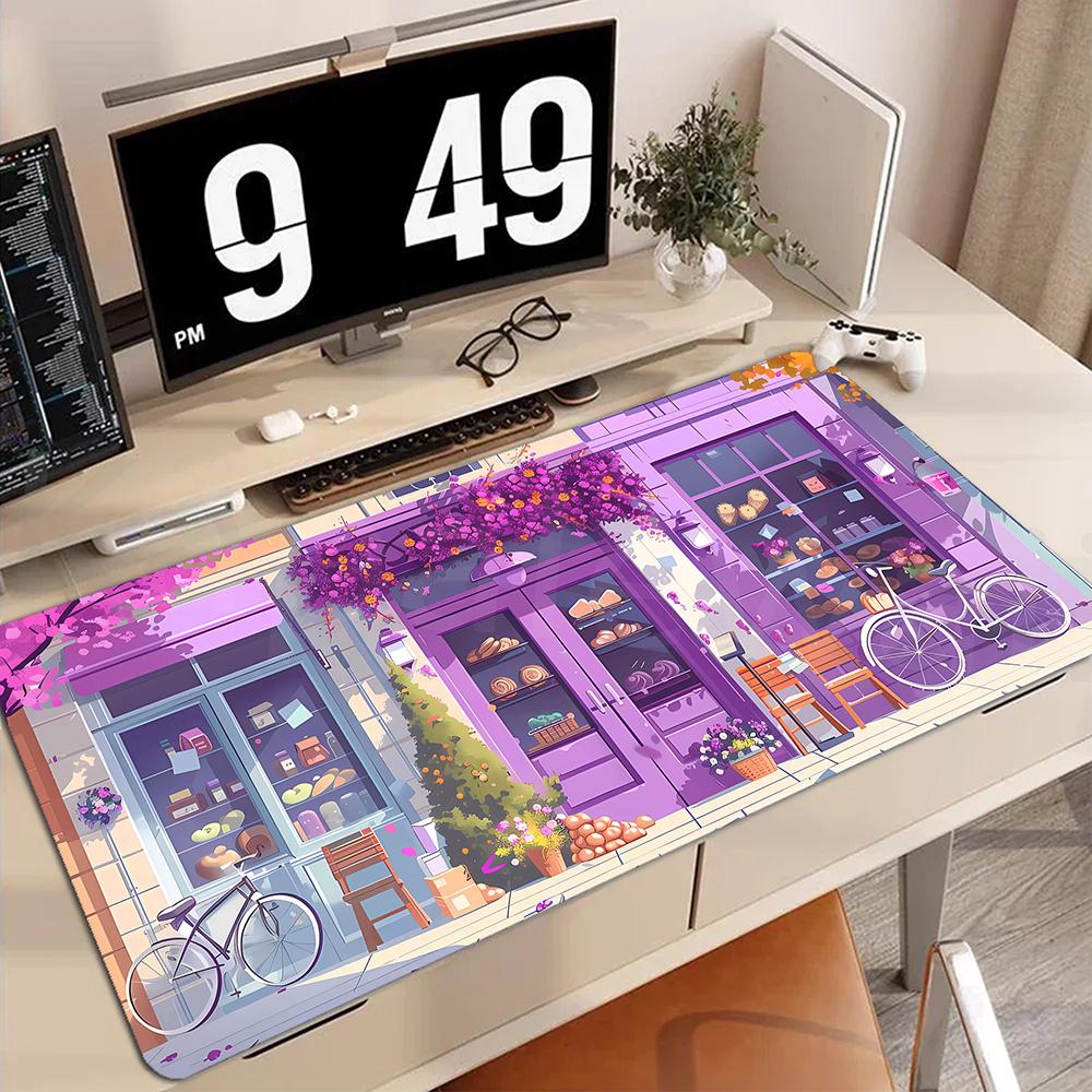 Urban Scenery Design Mouse Pads Anime Desk Mat High Quality Rubber Anime Gamer Mat  Computer Desk Table Mat for Office and Game