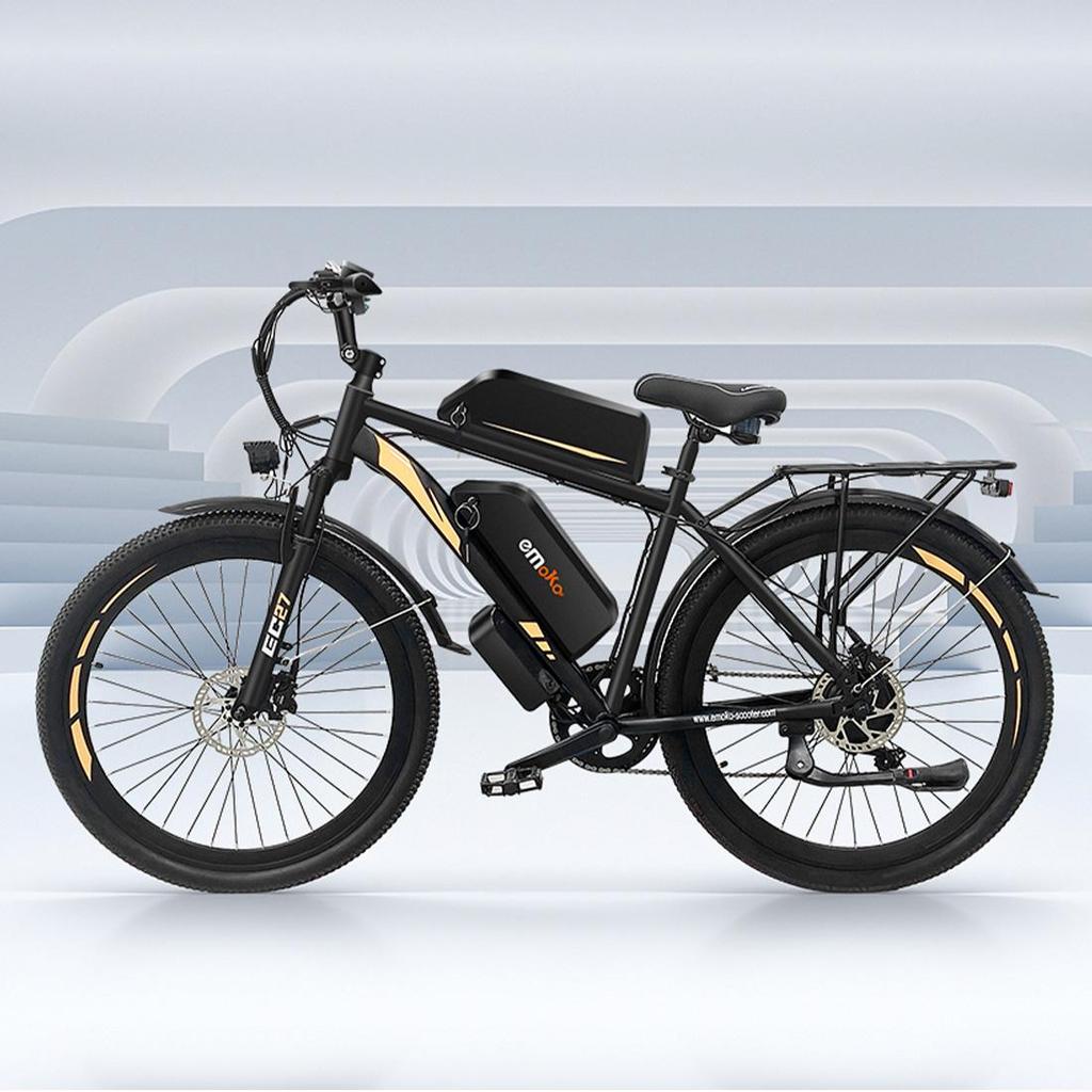 Bicicletta elettrica EMOKO EC27 con doppia batteria 20*25ah per consegne urbane e trasporto merci, 27,5", 500W, freni idraulici anteriori e posteriori, autonomia massima di 150-180 km.