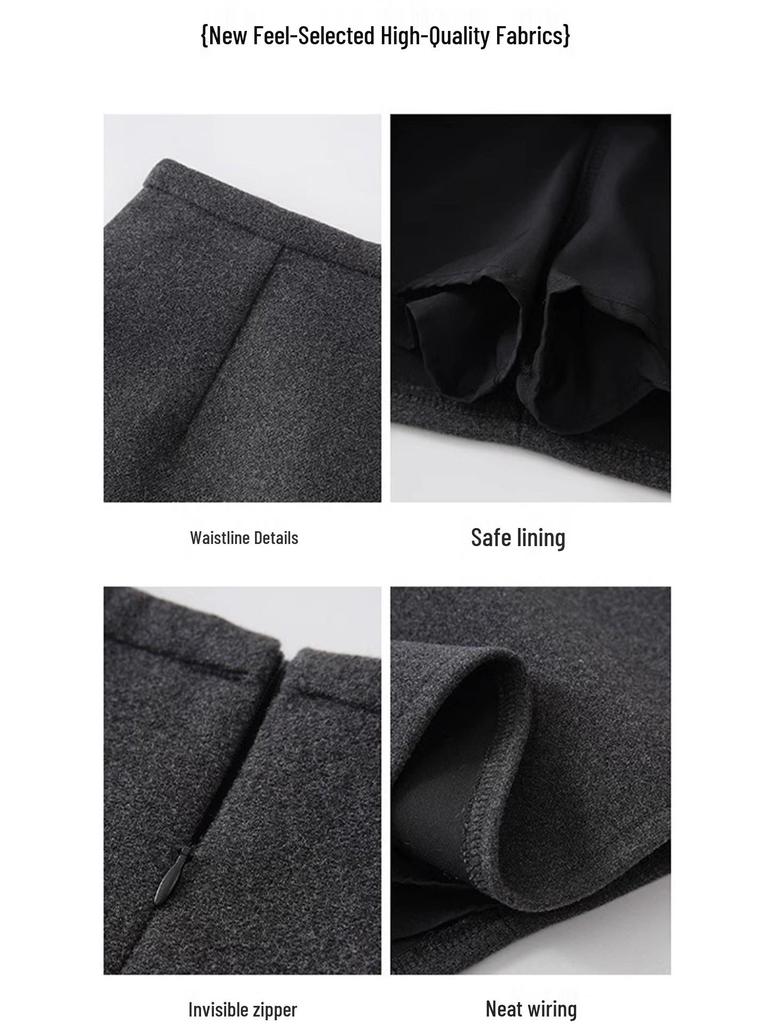 Women's Gray A-Line High Waist Wool Pencil Skirt - Autumn/Winter 2025