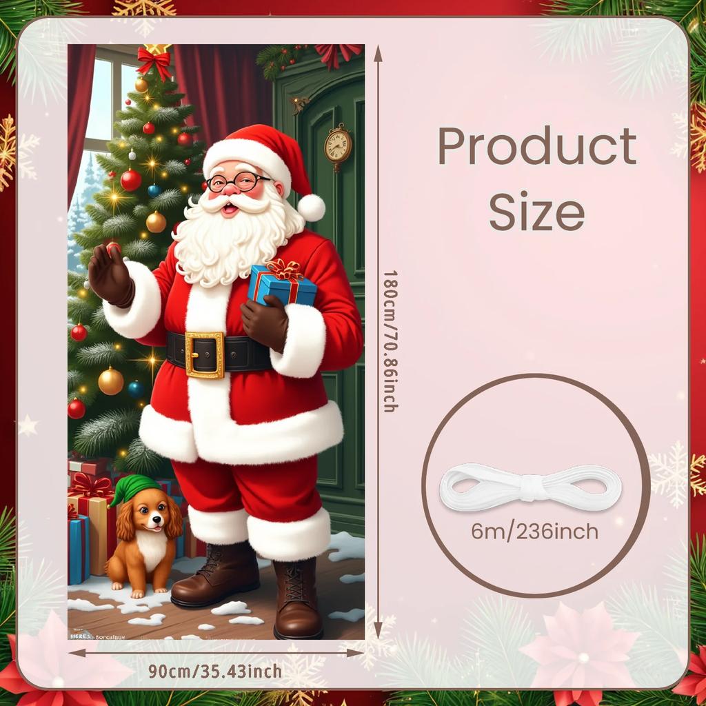 Santa Claus Christmas Door Cover Cloth Lining Decor for Outdoor Garden Kitchen Home Decorations Open the Door Holiday