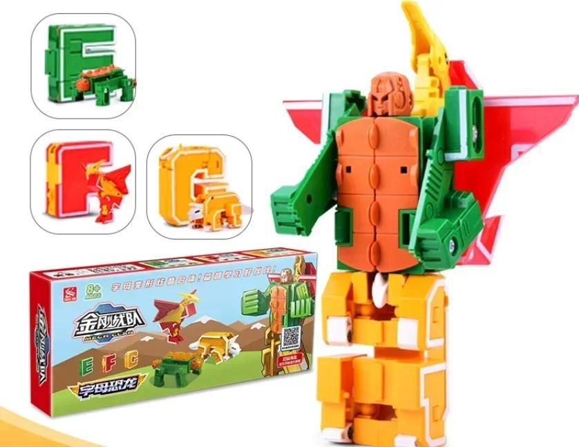 26 Letters A-Z Alfabet Dier Dinosaurus Krijger Vervorming Actiefiguren Transformatie Robot Speelgoed Voor Kinderen Hoge Kwaliteit Cadeau Brinquedos