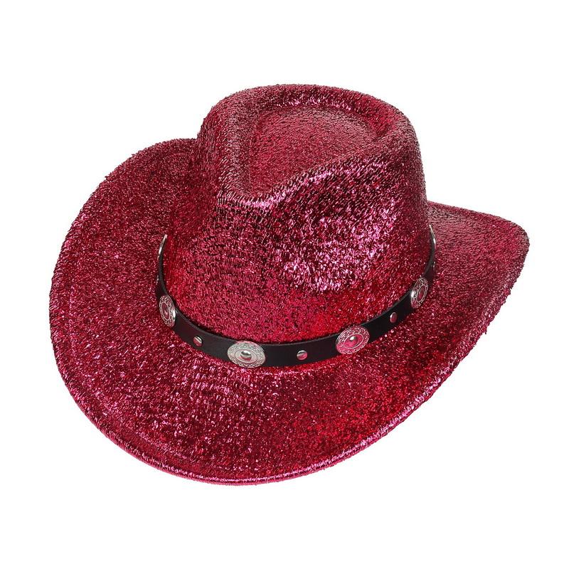 Glitzerndes Cowboyhut Unisex Westernstil Breiter Rand Fedora Hut für Party Festival Cosplay