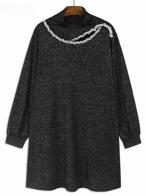Loose Turtleneck Women Embroidered Flares Dresses GYX1045