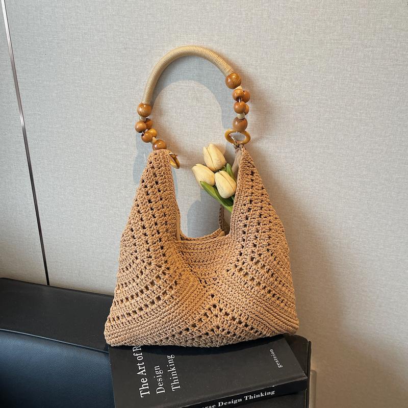 

2025 new hollow large-capacity straw woven tote bag versatile shoulder underarm bag woven bag women хакі