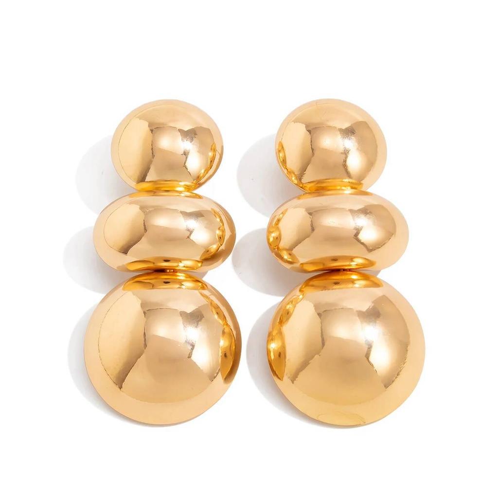 Salircon Fashion Elegant Geometric Round Pendant Earrings Women Vintage Exaggerated Gold Color Drop Earrings Steampunk Jewelry