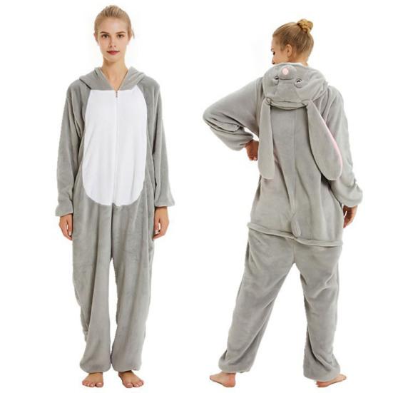 Animal Onesie Pajamas for Adults Kids Unisex Flannel One-Piece Sleepwear Halloween Cosplay Costume for Homewear