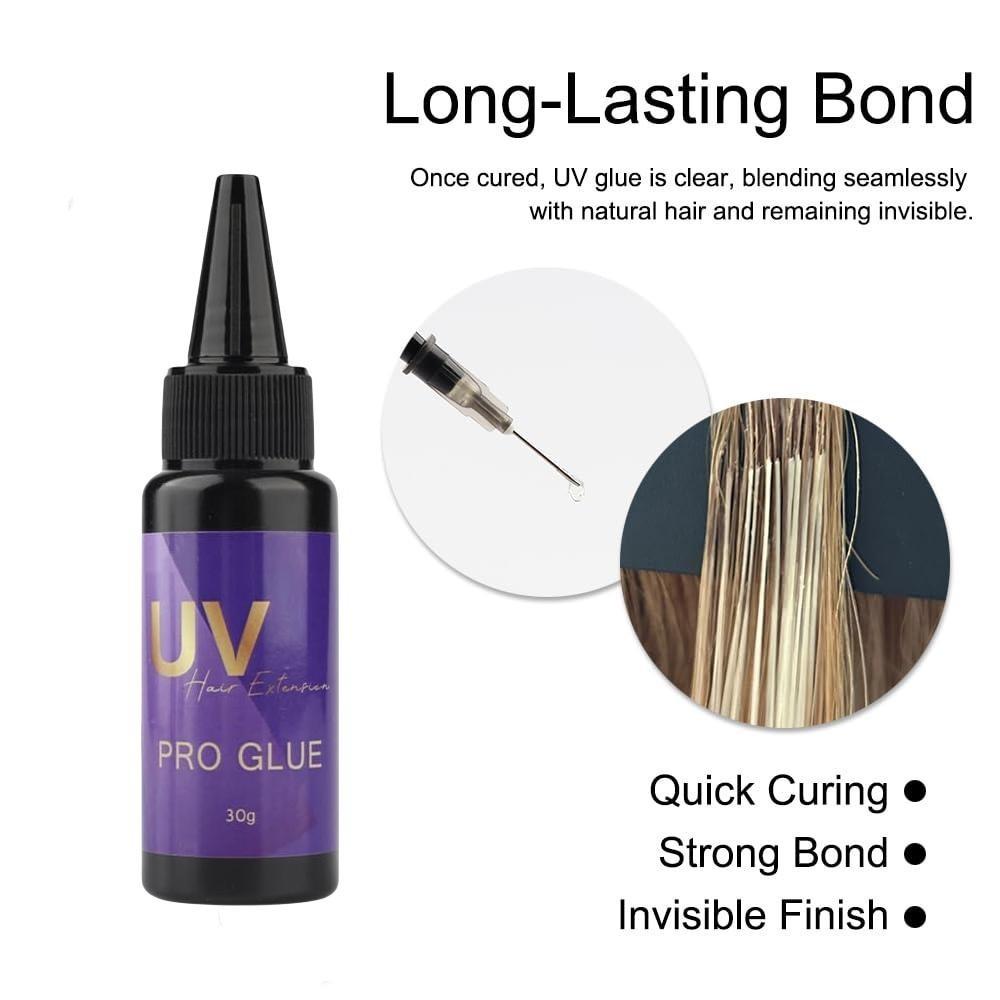 UV Glue Hair Extensions Big Power 20W UV LED Lamp Hair Extension System ToolKit Stronger UV LED 30g UV Glue with Hair Bonding Glue Remover