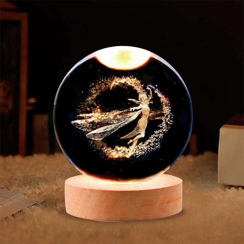 Crystal Luminous Global Ball Decoration Star Walk Night Light Usb Direct Insertion