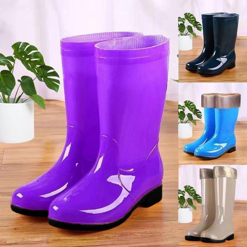 High tube rain shoes women's non-slip water shoes women's long tube fashion rain boots beef tendon sole overshoes adult waterproof water boots