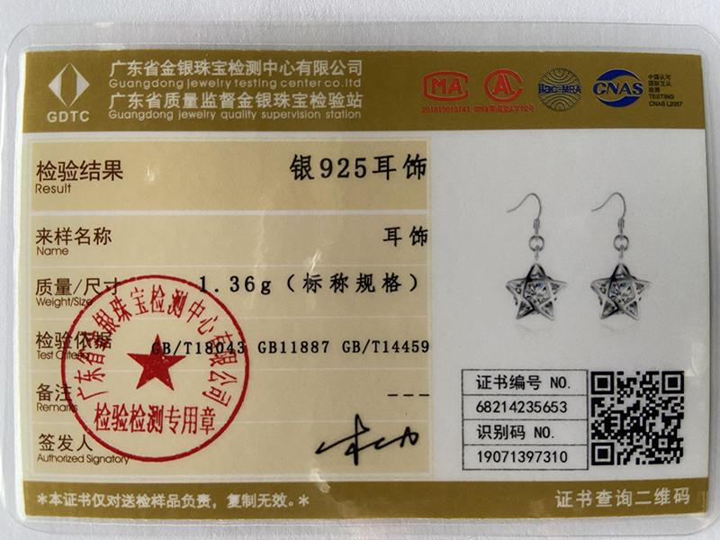 925 Sterling Silber Hohlstern-Tropfenohrringe Schmuck