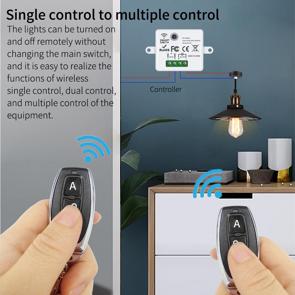 433MHz RF Wireless Remote Control Switch Home 110V 220V 10A Mini Controller House Light Switch