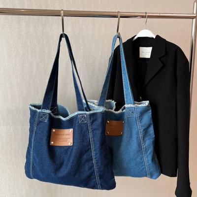 Einfache Denim-Canvas-Tasche im Hong Kong-Stil, große Kapazität, Taschen für Damen, neuer Lazy Wind, einzelne Schultertasche, Modetrend