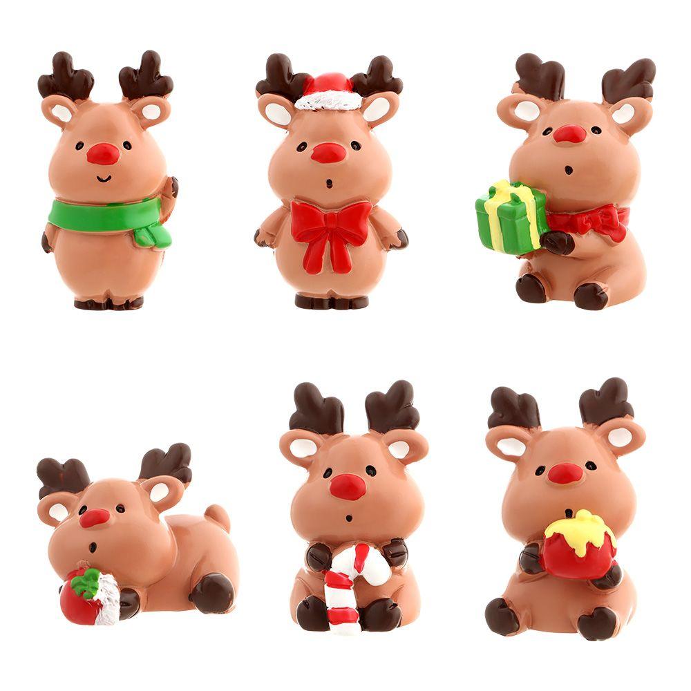 Mini Deer Figurines Resin Elk Toys Cake Topper Miniature Snow Scene Micro Landscape Home Decoration Christmas Supplies Craft