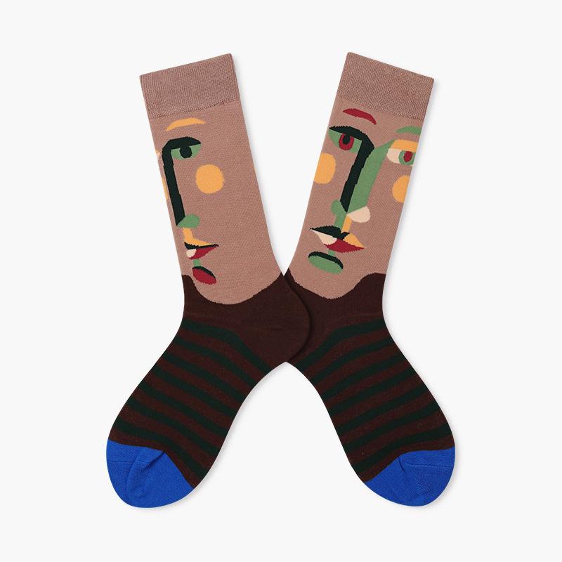 

2 Pair Autumn And Winter New French Socks Women S Mid-Cut Tide Socks