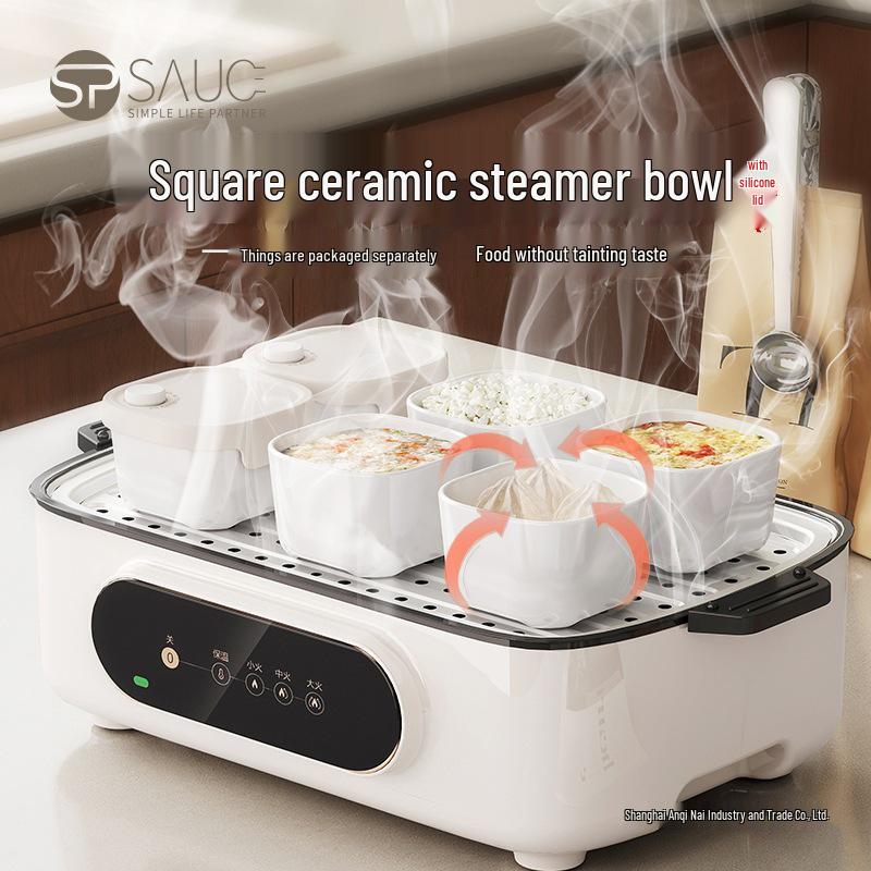 

Бытовая керамическая квадратная миска для закусок: Идеально для макания, приготовления на пару, десертов и многого другого Without Lid белый