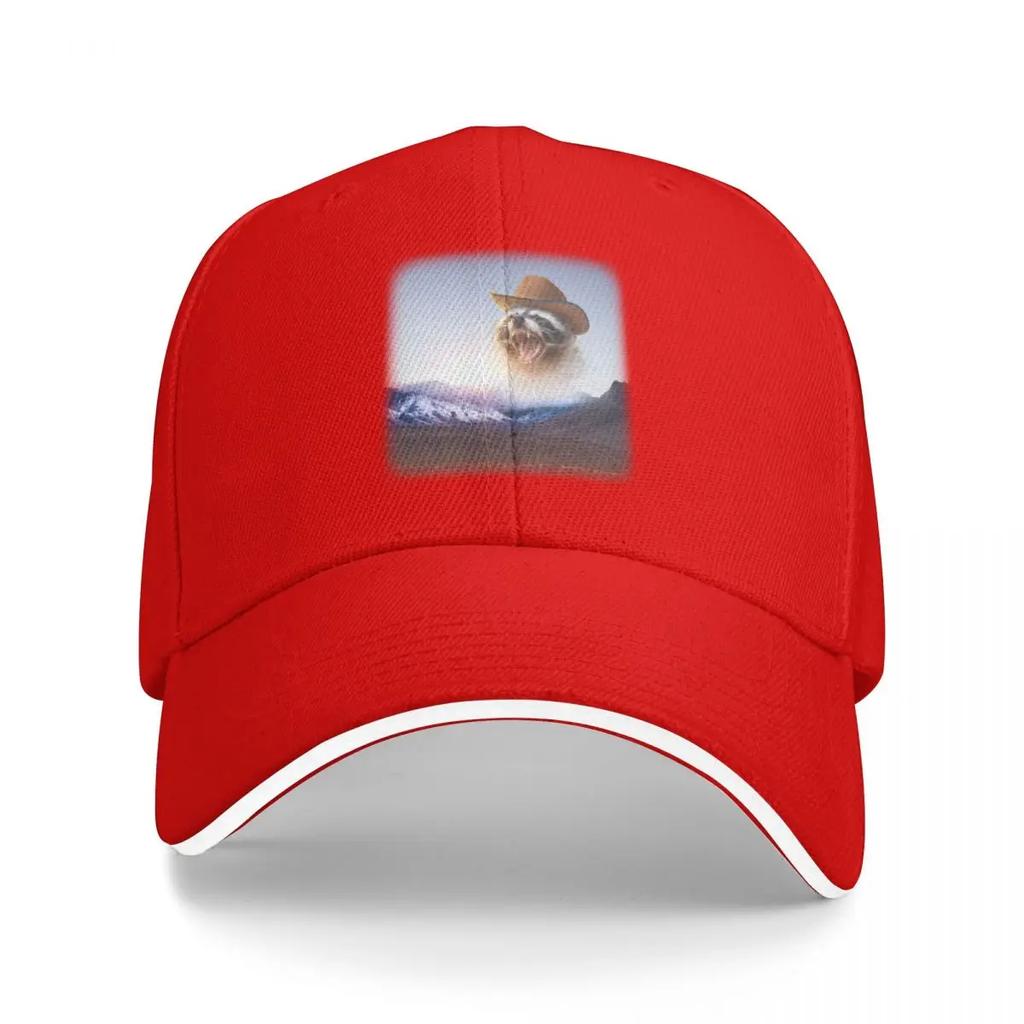 cowboy raccoon word art Baseball Cap Military Tactical Cap Anime Trucker Hats For Unisex Womens