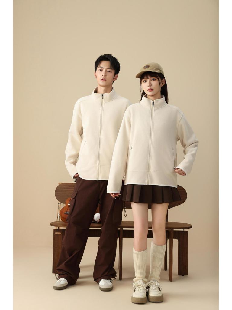 Autumn/Winter Fleece Stand-Up Collar Sweatshirt with Custom Logo & Embroidery