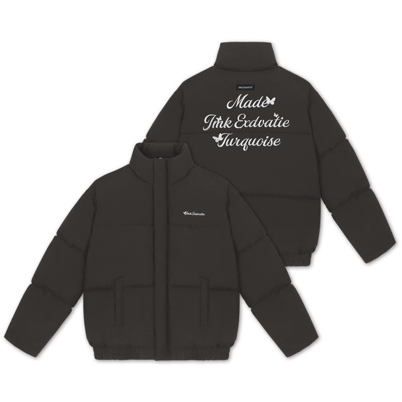 Унисекс Зимняя Хлопковая Куртка с Вышивкой - Свободная, Плотная, Теплая Модная Верхняя Одежда для Пар Medium