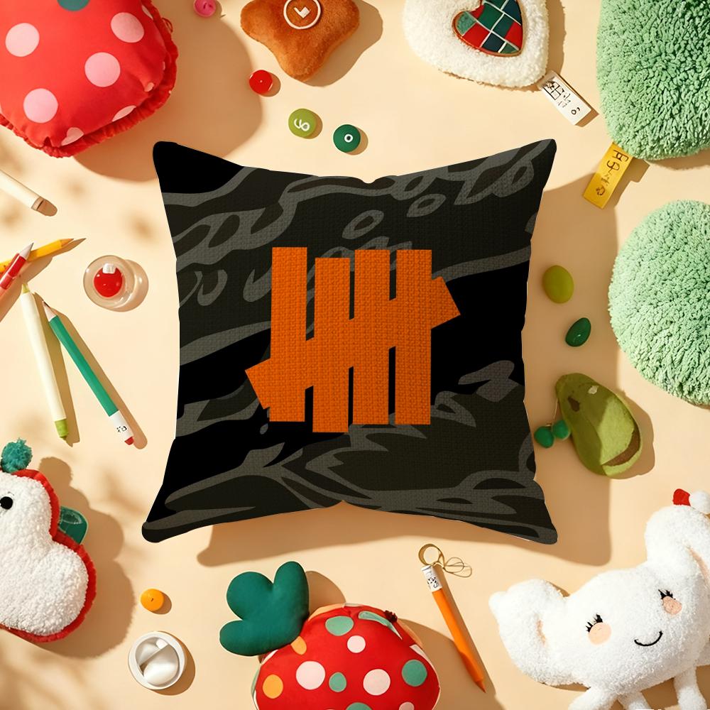 U-Undefeated Trend Cushion Cover Natural Linen Organic Fabric Double-Sided Printing Sofa Home Decor Gift Pillow Case