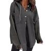 Women's Oversized Casual Long-Sleeve Button-Up Hoodie Knit Patchwork Hoodie With Pockets