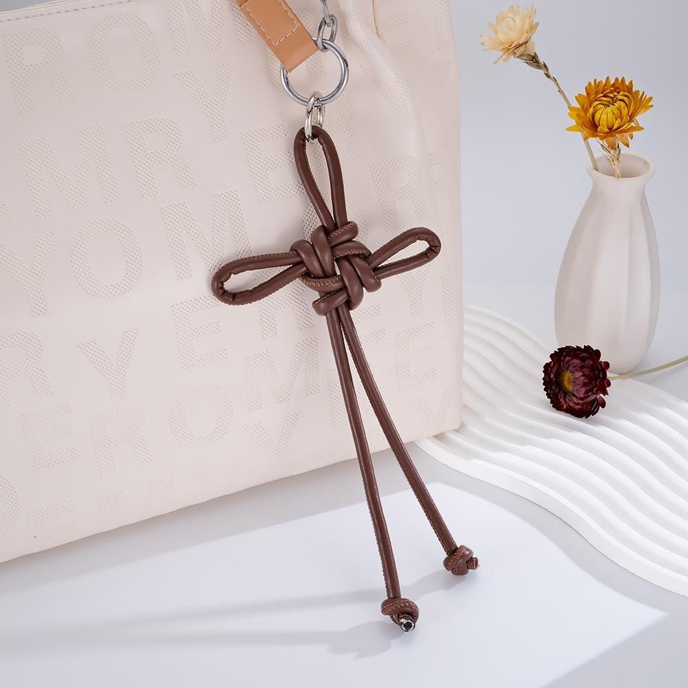 

Fashion PU Leather Braided Rope Keychain DIY Braided Knot Bag Pendant Car Trinket Keyring Men кавовий