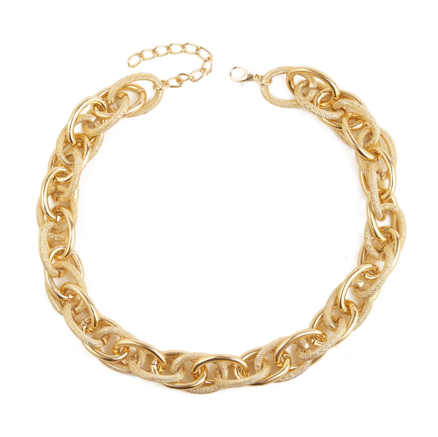 

Ожерелье для женщин Модное простое золото и серебро двухцветное алюминиевое цепное замковое ретро-трендовое преувеличенное ожерелье Ins Ювелирные изделия Элегантное ожерелье