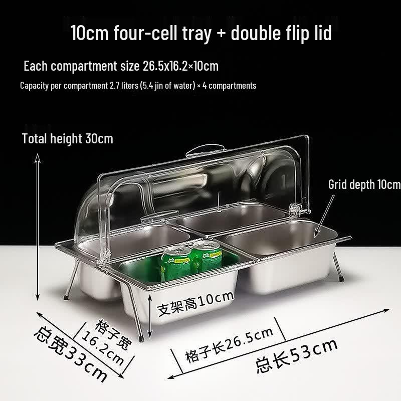 Stainless Steel 4-Compartment Buffet Tray
