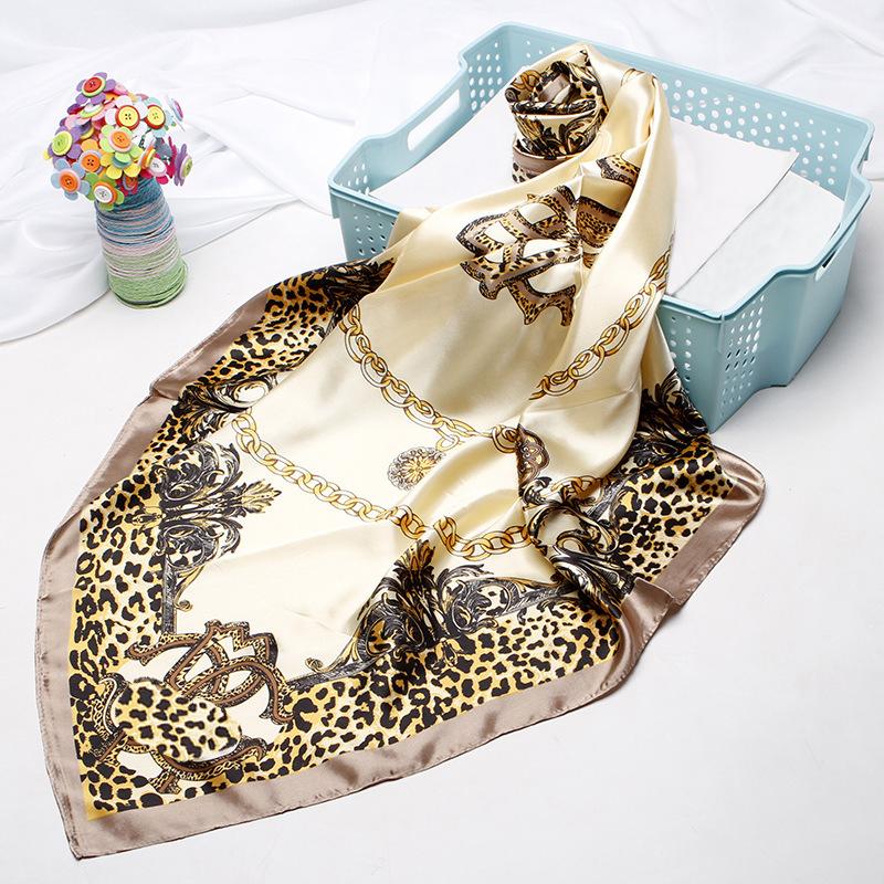 New Women Silk Scarf For Neck Hair Designer Bag Warp Soft Neckerchief Hijab Headscarf Female Foulard Print Paisley Scarf 90*90cm