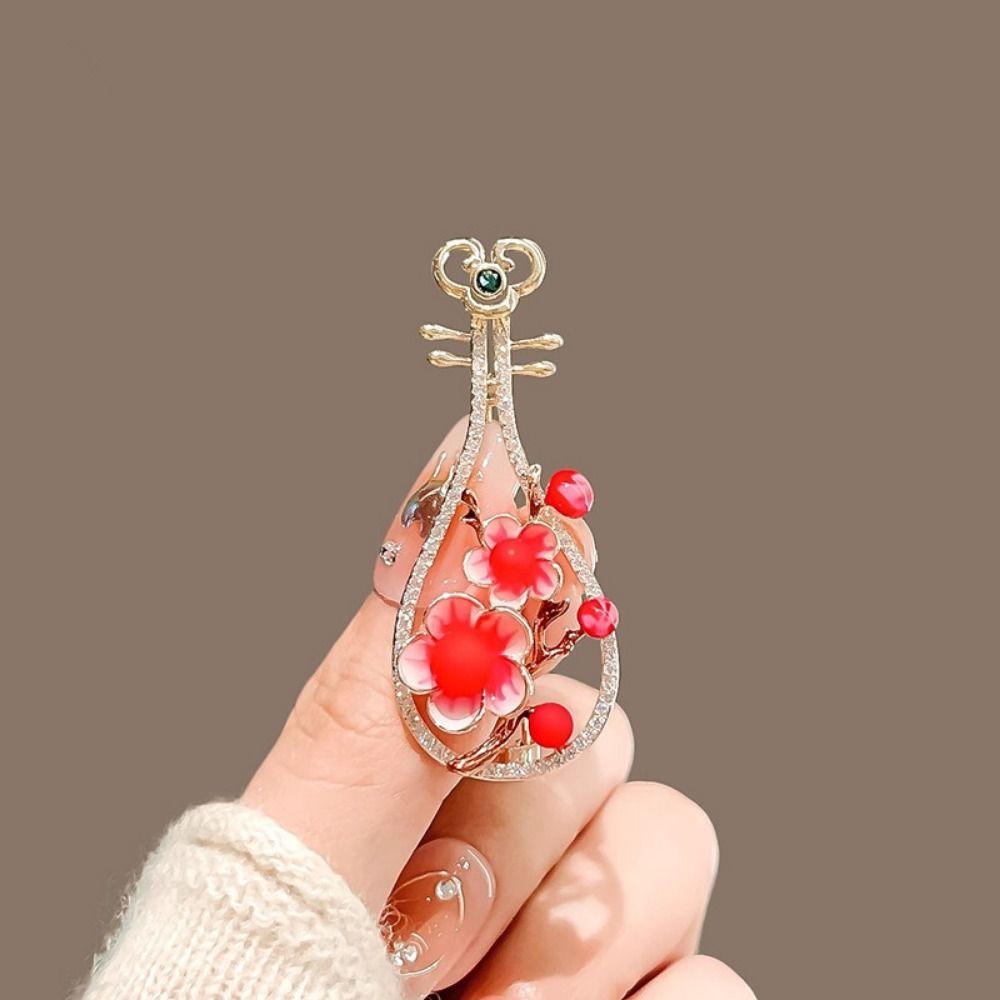 

Flower Plum Brooch Plum Blossom Pipa Crystal Plum Lapel Pins Blossom Pipa Women Brooch Women золотий