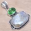 Pendant Stick Agate Peridot Quartz Gemstone Handmade Silver Jewelry 2"