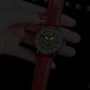 Rorios Women's Automatic Mechanical Watch Leather Skeleton Design Luminous Clover Business Watch White and Brown