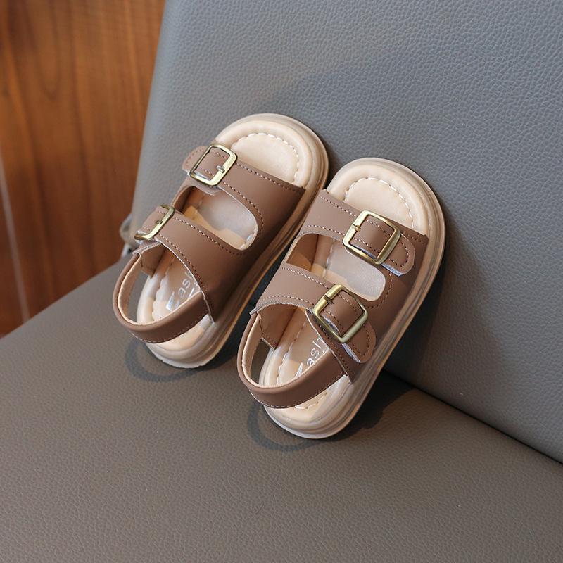 Kids Beige Metal Buckle Thick Sole Casual Sandals