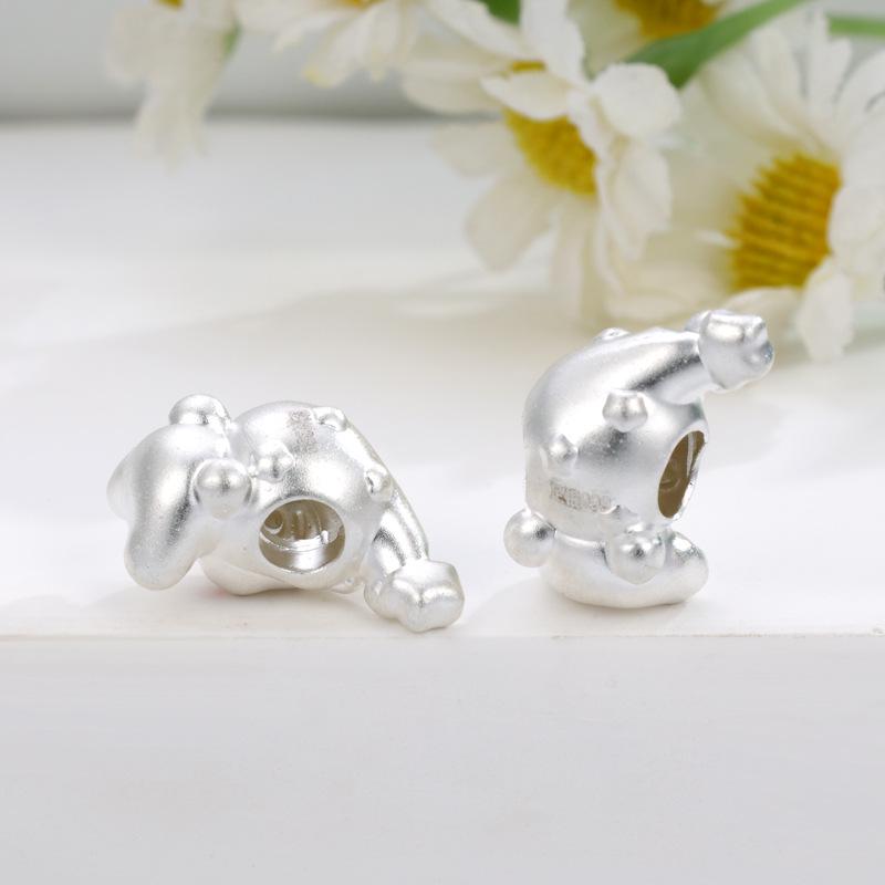 Sterling Silver 999 Star Cartoon Christmas Twinkle Loose Beads for DIY Weaving and Accessories