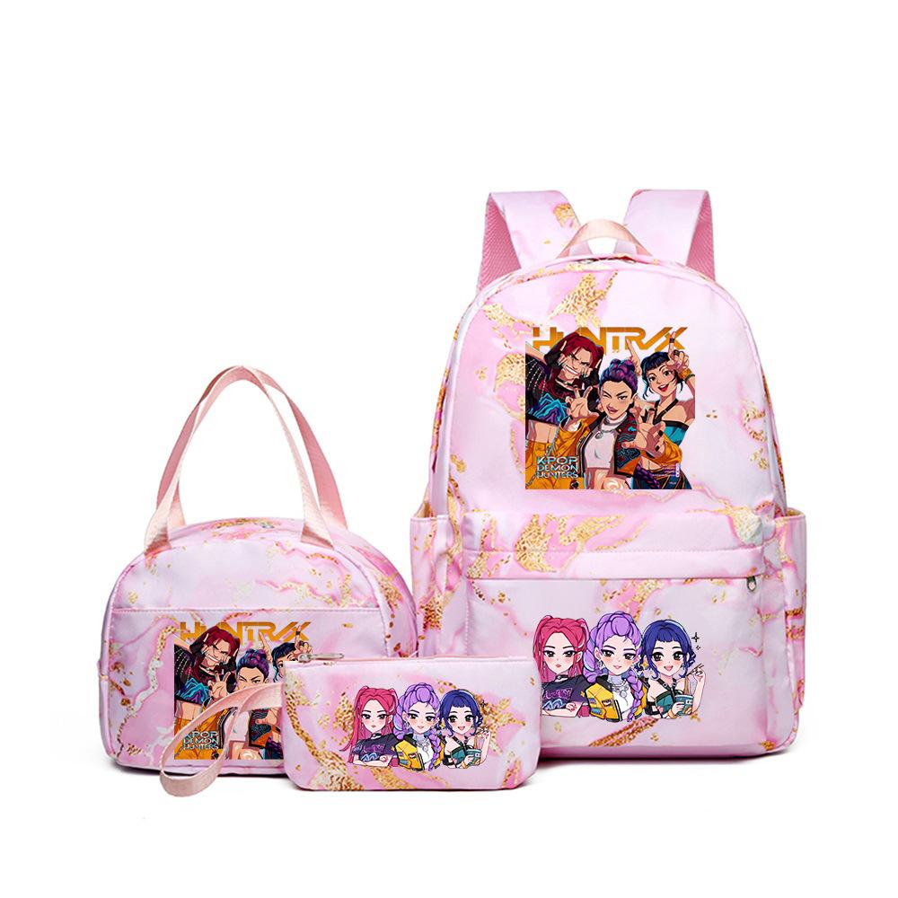 Kpop Witch Hunter Backpack Lunch Bag Pencil Case Set Student Animation Fashion School Bag Pencil Case Lunch Bag