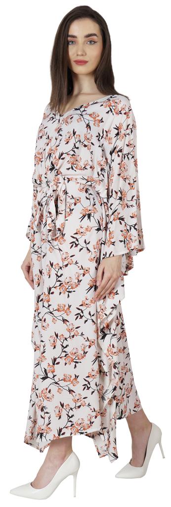 Moomaya Printed Sleep Loungewear For Women Kimono Sleeves Kaftan Resort Dress  Maternity