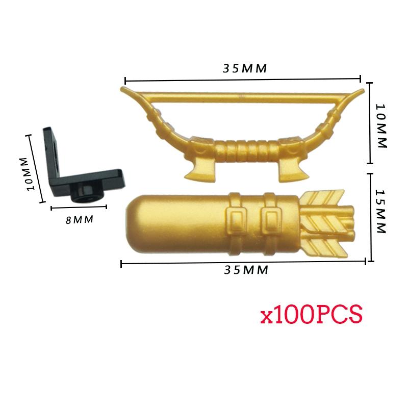 100PCS MOC Medieval Knights Weapons Rome Warriors Soldier Bow and Arrow Building Blocks DIY Brick Accessories Toys For Kid Gifts