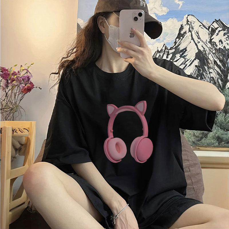 2025 Women's White Loose-Fit Short-Sleeve T-Shirt, Pure Cotton, Summer Base Layer Top