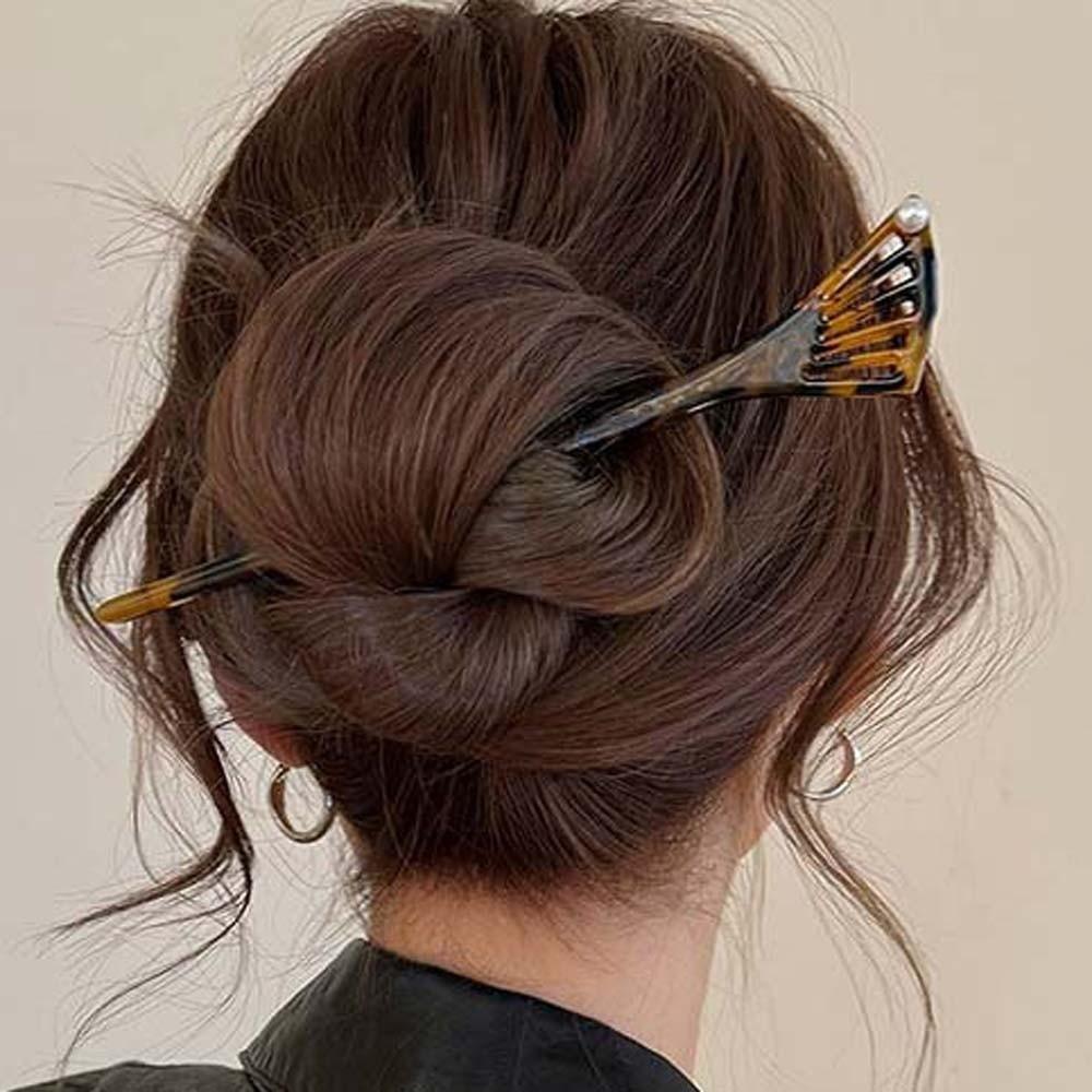 New Chinese Style Acetate Hair Forks Modern Hanfu Style Fan-Shaped Hair Pin  Hair Pin for Buns