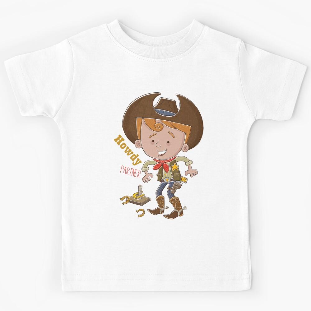 Howdy Partner Cartoon Cowboy Kids T-Shirt 120