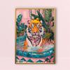 Goose in Bath Prints Rubber Duck Poster Pink Bathroom Wall Art Canvas Painting Funny Animal in Bathtub Dopamine Decor