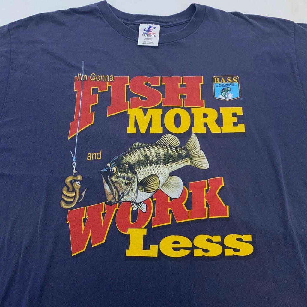 Vintage 90s I’M GONNA FISH MORE & WORK LESS T-Shirt XL Bass Angler Sportsman