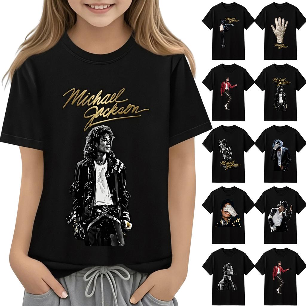Children's Printed Round Neck Short Sleeved Casual T-shirt