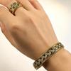 Medieval-Style Two-Color Wheat Ear Zirconium Bracelet Ring Set