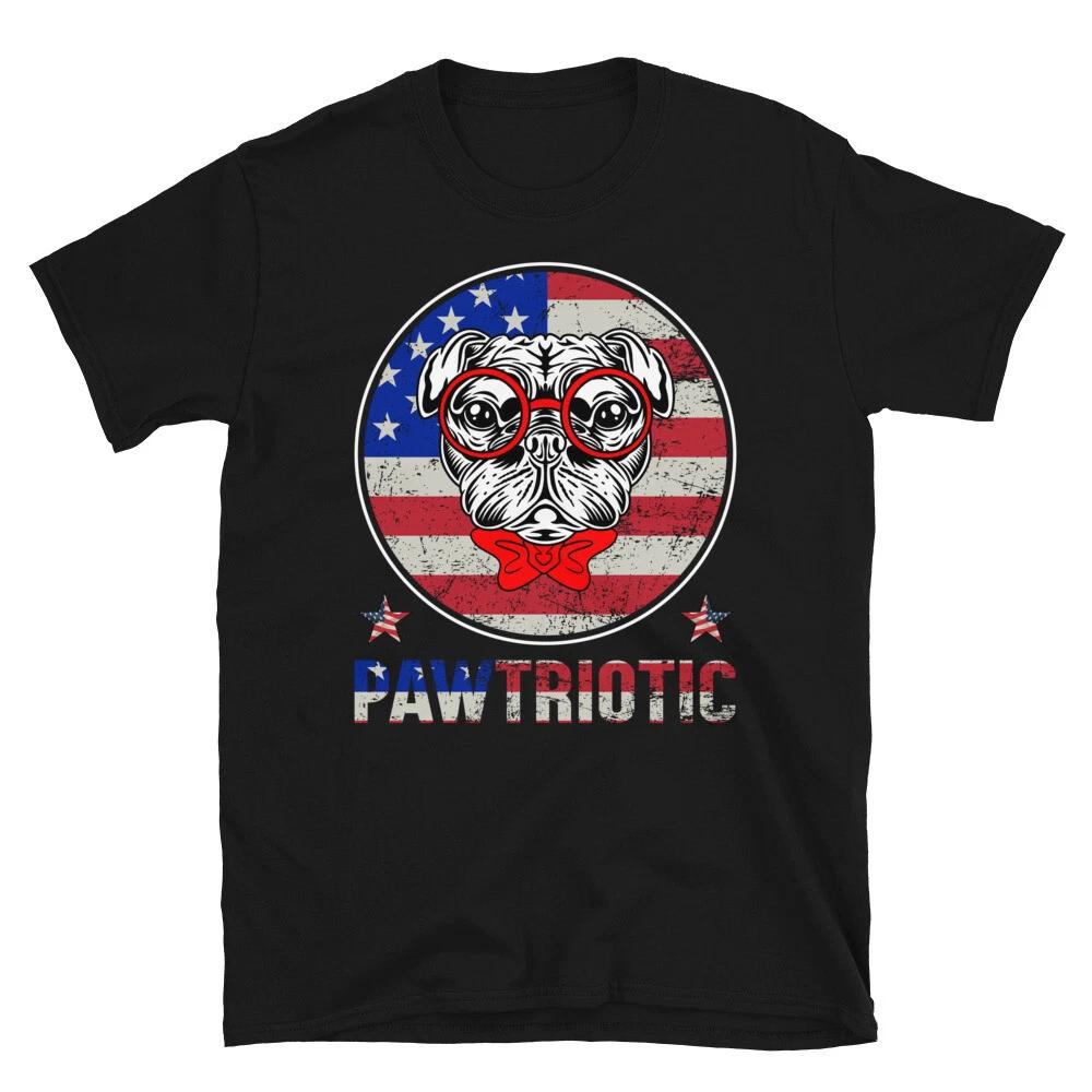 PAWTRIOTIC Dog July 4th of July USA US Flag T-Shirt M