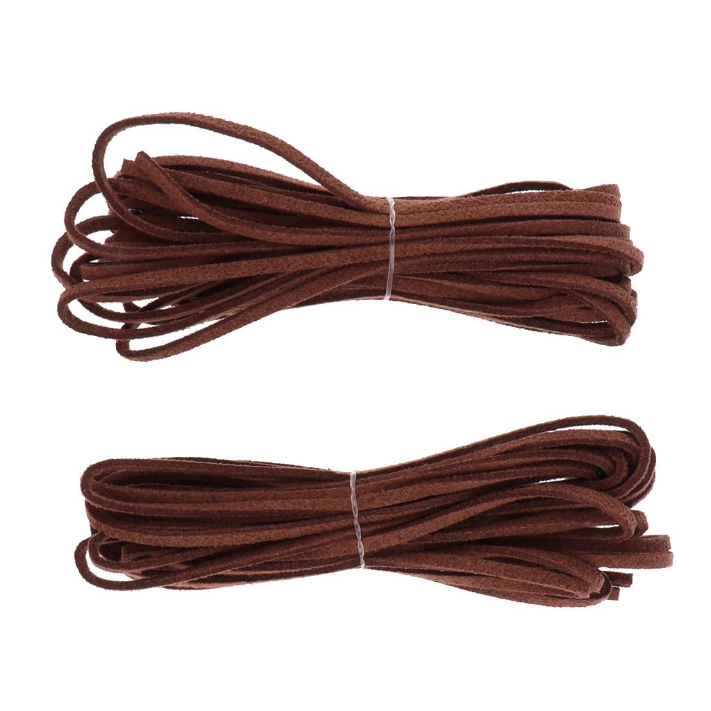 2pcs 3mm Flat Leather Braiding String 5 Yards Dark Brown