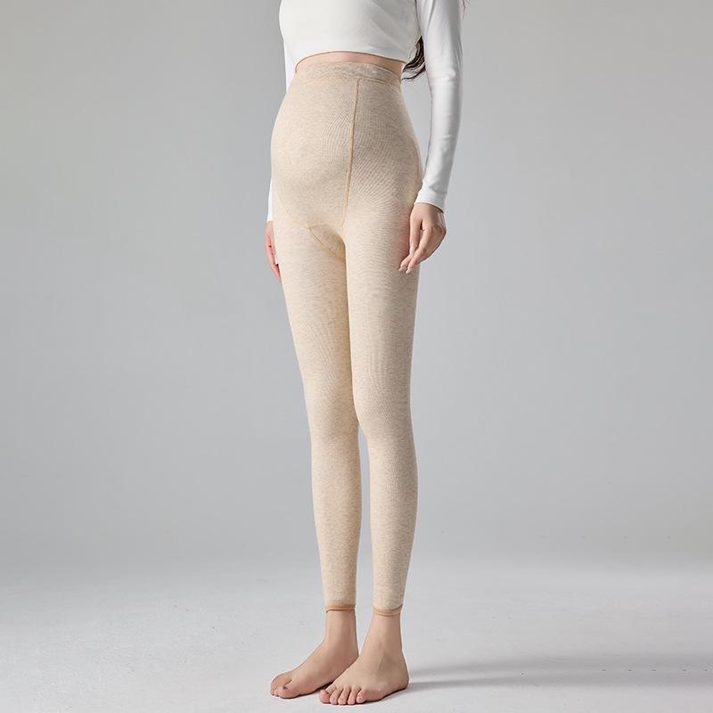 Leggings molletonnés de maternité: Coton Rayé, Collants de Soutien pour Printemps/Automne