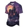Herren Halloween Kurzarm T-Shirt Lockerer Schnitt Lässig für Feiertagsparty Feiern