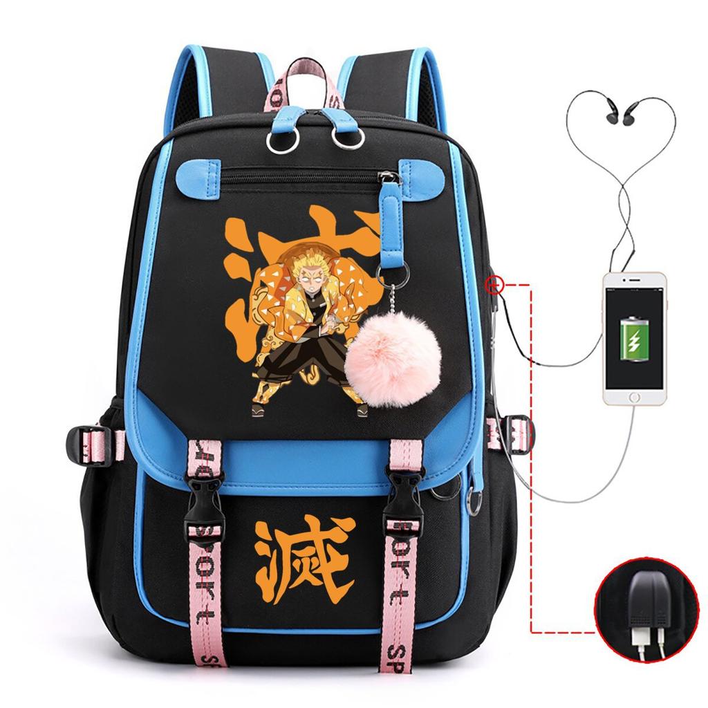 Ghost Extermination Surrounding Day Trend Backpack Large Capacity Student Schoolbag Multi-functional Leisure Outdoor Bag