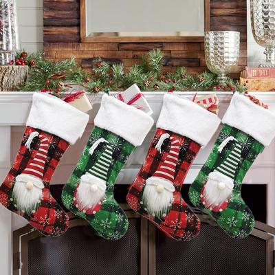 2026 Faceless Doll 3D Printed Red & Green Christmas Stocking Ornament Gift Bag.