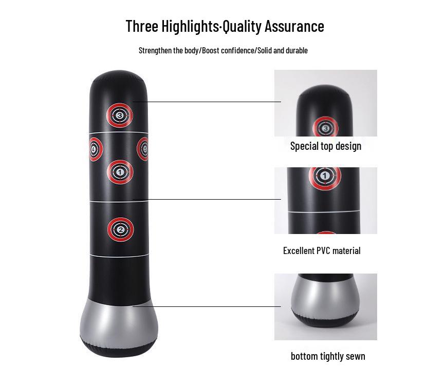 Förtjockad Fristående Uppblåsbar Boxningssäck för Vuxna - Fitness & Stresslindring